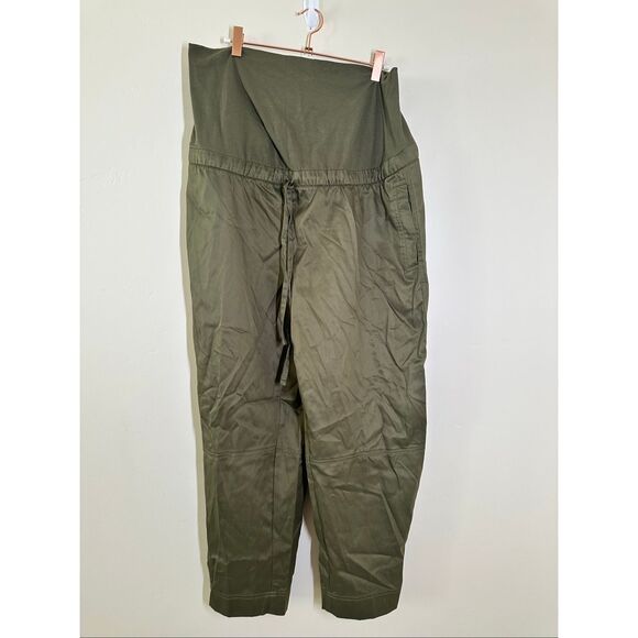 Isabel Maternity Over The Belly Green Barrel Leg Pants Size Large - Picture 2 of 5